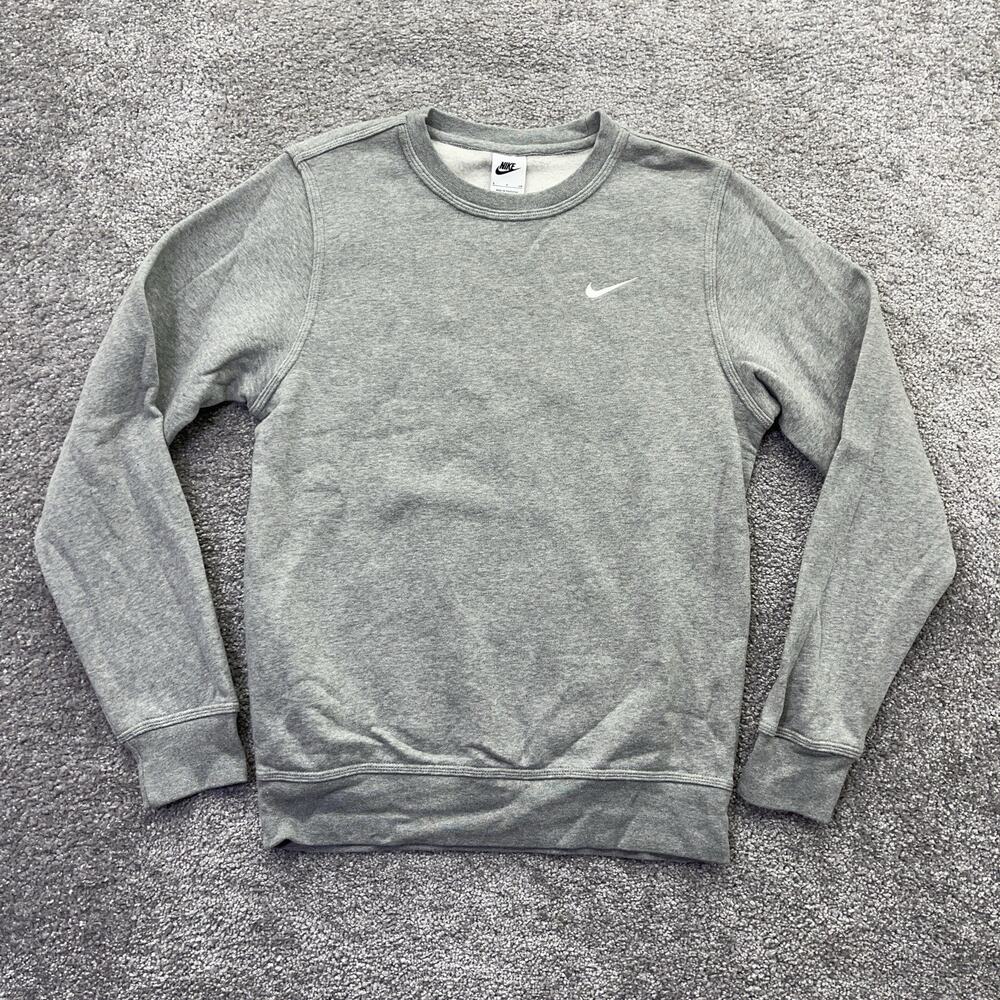 Nike Sweatshirt Mens Small Gray Club Fleece Crew Pullover NSW Sportswear 839667